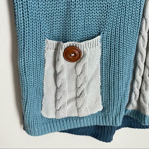 NWT Pure Knits by Neon Buddha Road Trip Pullover Sweater in Blue and Grey Small‎ - Picture 6 of 9